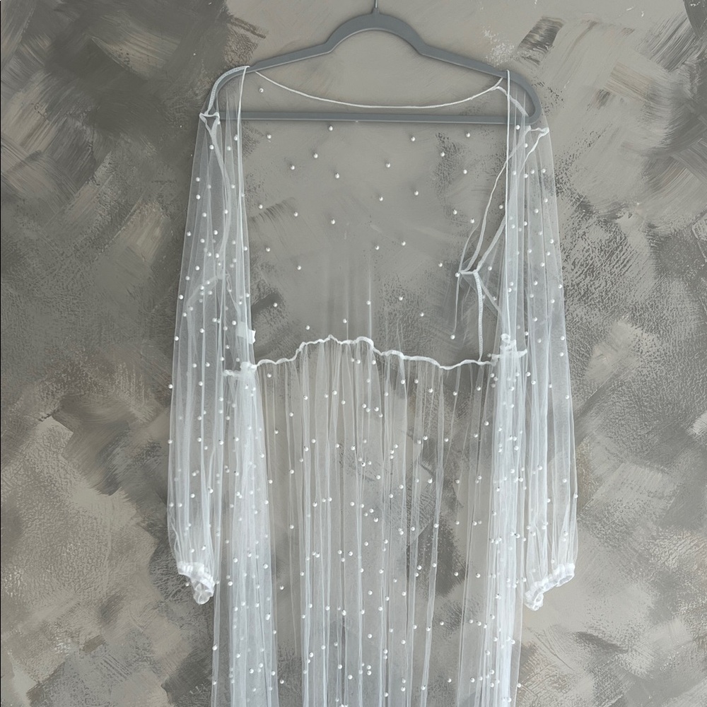 Maternity Sheer White Robe - Picture 4 of 7